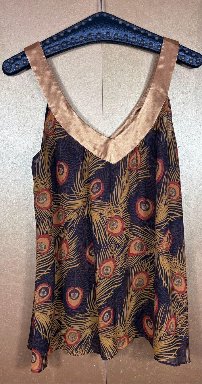 Forever 21 satin peacock tank top size M